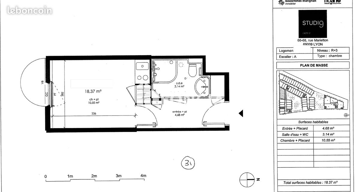 Appartement 1 pièce 18 m² · à Lyon · 18 m² · 62 000 €