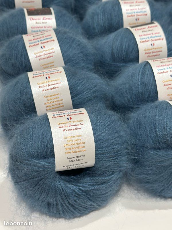 Laine et kid mohair Douce Lana bleu jean 16 pelotes de 50g 145m (image 11)