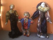 2 Poupées VINTAGE PIERROT tête en porcelaine et