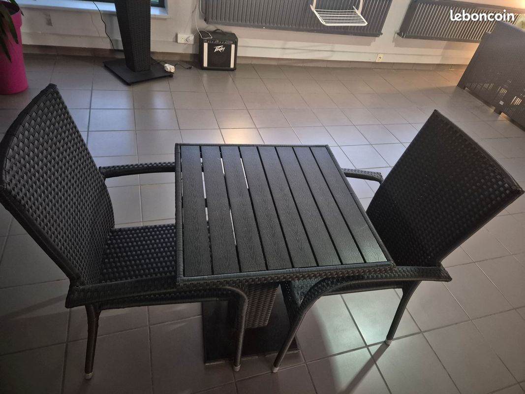 Vend tables+2 chaises de jardin/terrasse avec chaises (image 1)