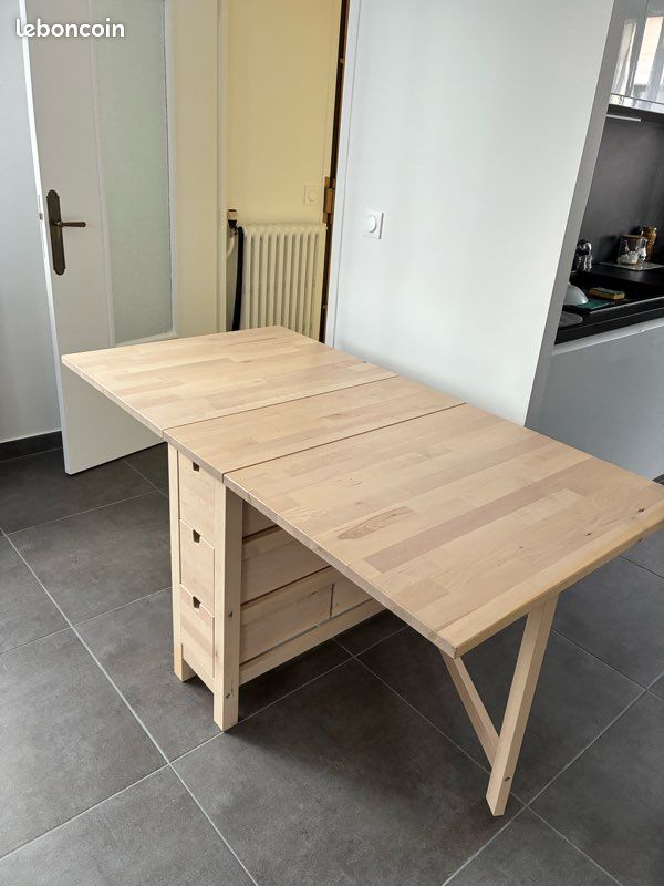 Table IKEA NORDEN extensible avec tiroirs – bois clair (image 1)