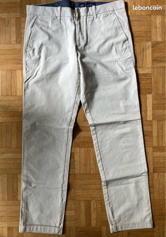 Pantalon Homme GAP Chino Vintage Bleu Marine - Taille 32x30, 100% Coton, Coupe Droite, Neuf Avec étiquette