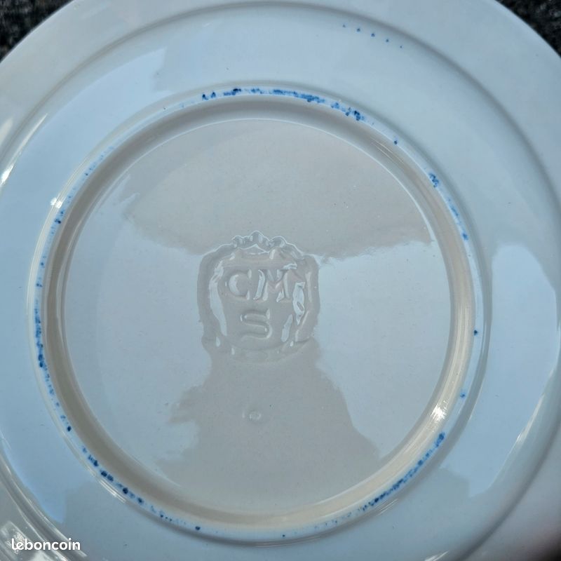 Rare 5 anciennes assiettes décoratives signée CMS (image 3)