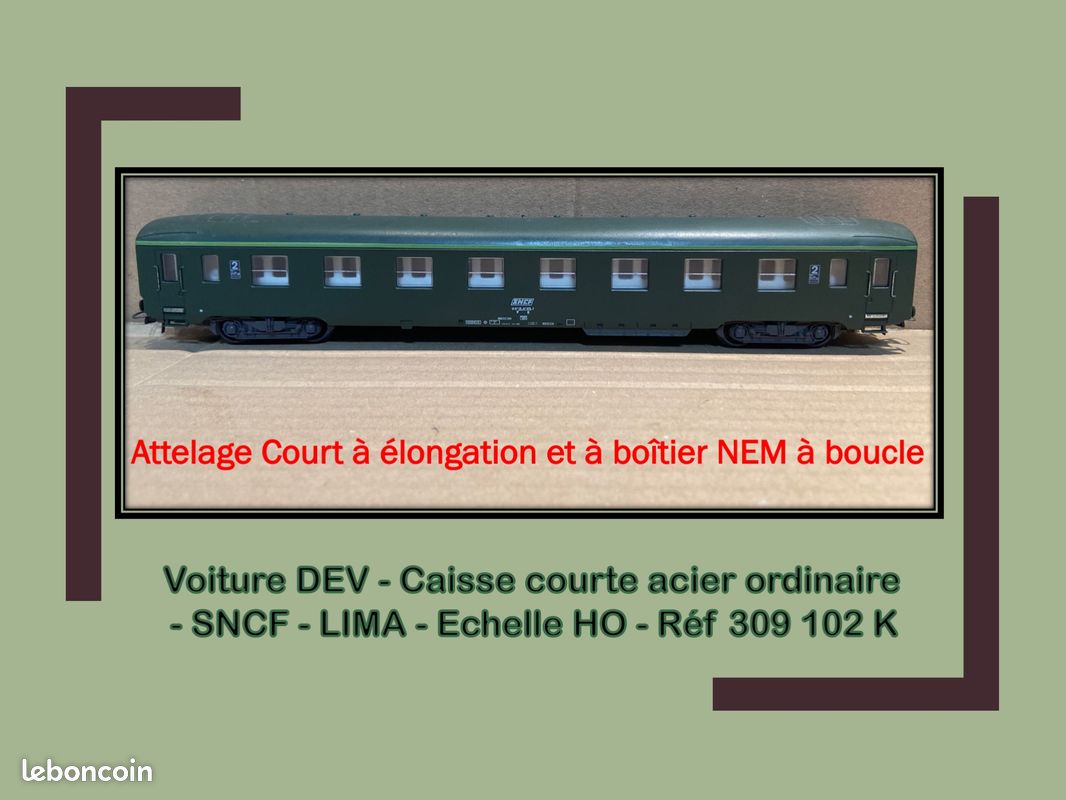 Voiture De Train HO Lima – Voyageurs SNCF 2e Classe, Liseré Vert, Occasion