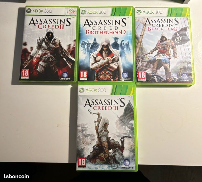 Lot Assassin’s Creed – Xbox 360 (AC II + Brotherhood + AC III + Black Flag – PAL) (image 1)