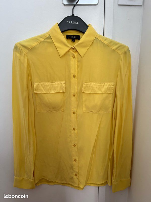 Caroll Chemise Femme Moutarde Superbe Chemise Caroll 100% Soie