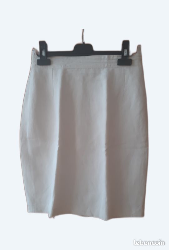 Jupe blanc cassé taille 40 lin/viscose (image 1)