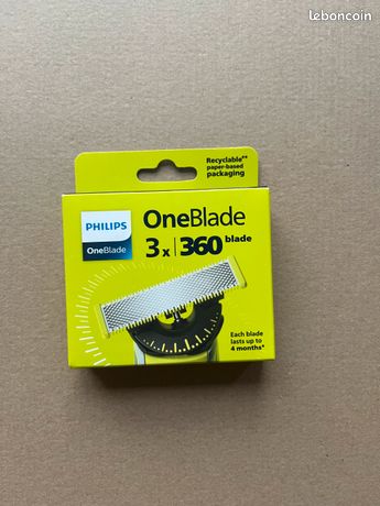 Pack 3 Lames De Rechange PHILIPS OneBlade 360 - Têtes Originales Pour Rasoir, Neuf Sous Blister