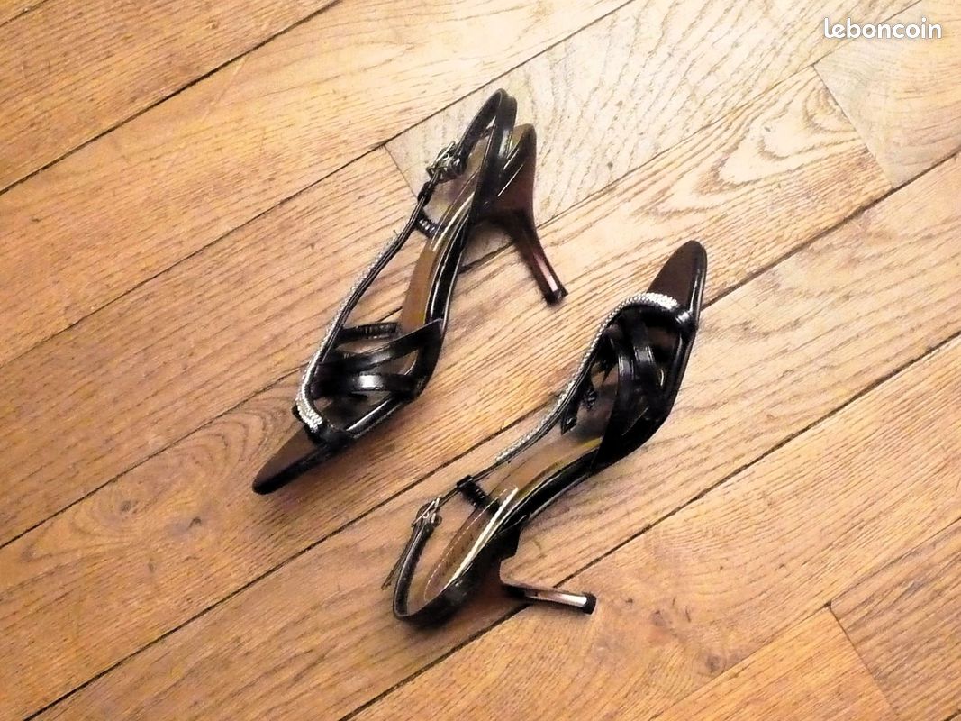 Escarpins Ouverts Femme Daxon Cuir Rose Doré - Talon Moyen - Taille 36 - Neufs Sans Boîte