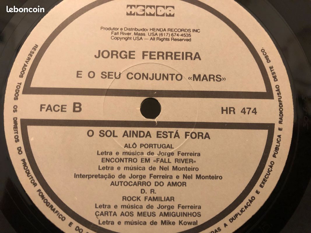 Jorge Ferreira O Sol Ainda Está Fora LP Album Vinyle 33 Tours 1986 Henda Records USA AUTOGRAPHIÉ (image 4)