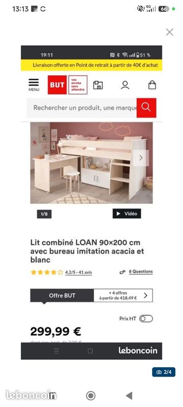 Lit enfant avec bureau (image 2)