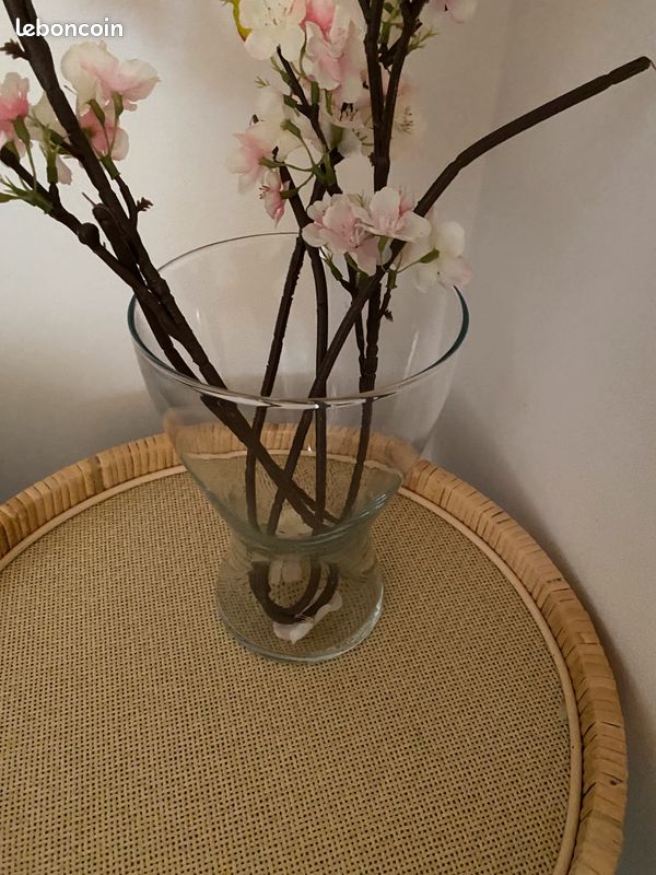 Vase transparent rond, diam ouverture 14 cm (image 1)