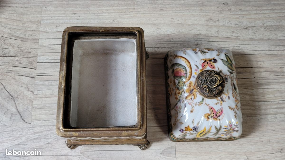 Coffret / boîte à thé Wong Lee en porcelaine et bronze (image 5)