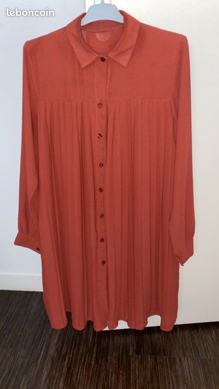 Chemise longue corail (image 1)