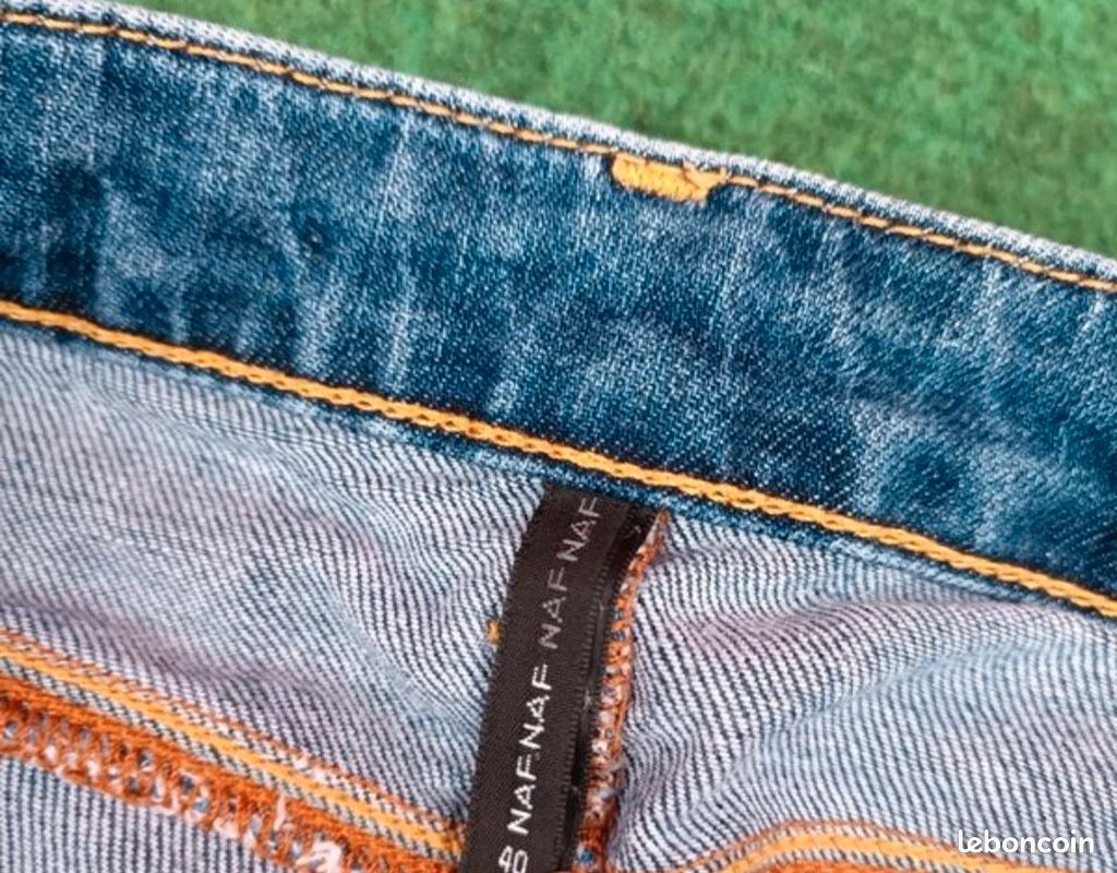 Jean NAF NAF Bleu Dé lavé Droit Taille 40 - Fleur Poche - 98% Coton (image 8)