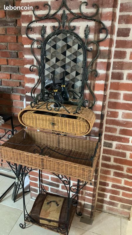Console en rotin et fer forgé (image 1)