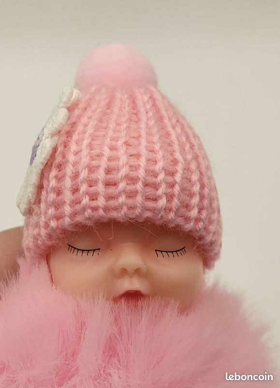 Chapeau Bébé Rose Avec Pompon Tricoté Main - Taille 0-3 Mois, Neuf (sans étiquettes), Fait Au Royaume-Uni
