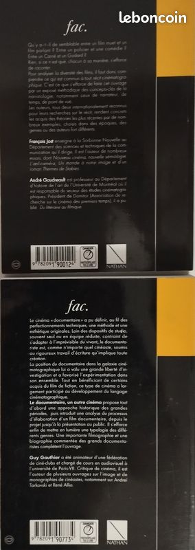 Lot de 2 livres: "Le récit cinématographique" et "Le documentaire un autre cinéma" (image 2)