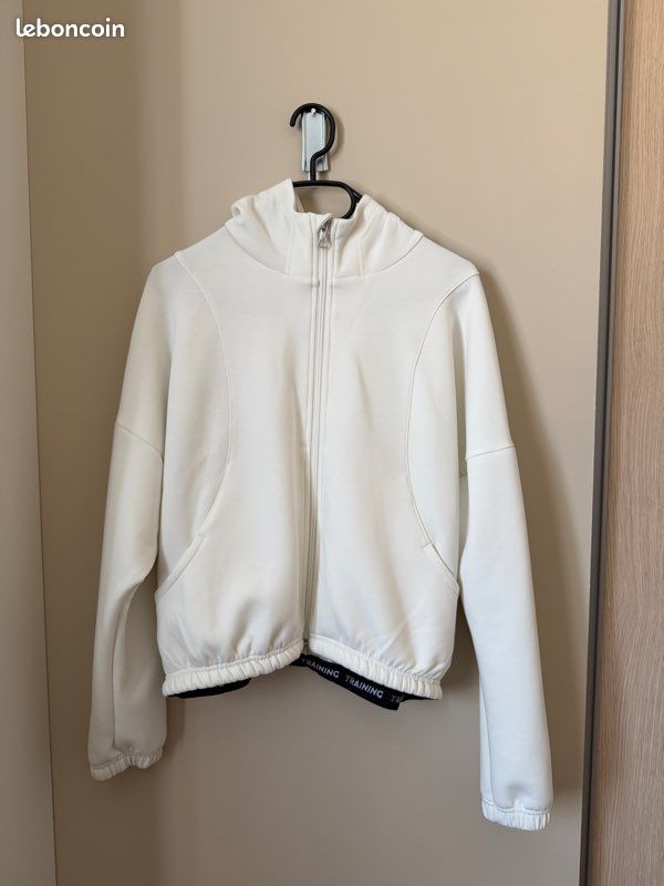 Veste à capuche Domyos blanche – Taille S – Fitness (image 1)