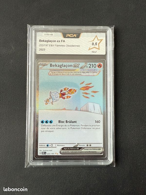 CARTE POKÉMON BEKAGLAÇON EX 042/197 OBF Flammes Obsidiennes FR NEUF EUR