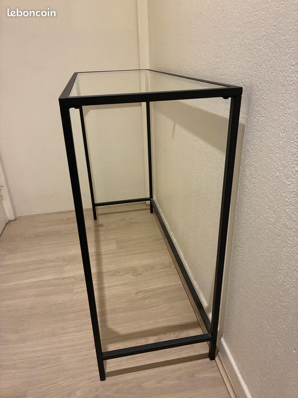 Console étroite Maryanne Paris Prix – 80 Cm, Métal Noir, Rectangulaire