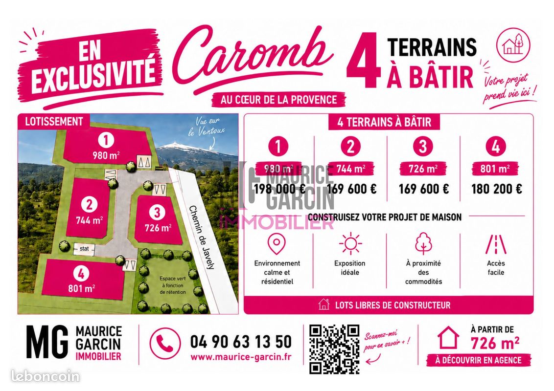 Terrain 744 m² · à Caromb · 744 m² · 169 600 €