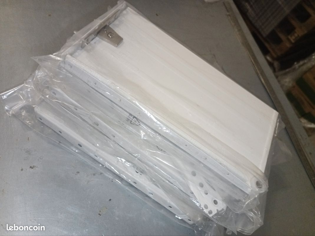 Lot de 5 coulisses pour 5 tiroirs NGV, cotes acier laque blanc. 150 profondeur 265 longeur (image 2)