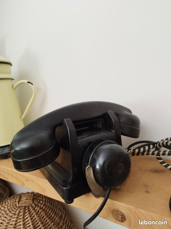 ANCIEN TÉLÉPHONE,BAKÉLITE,BC,CADRAN TOURNANT 1959 PTT Appareil Mobile Deco 166605123191