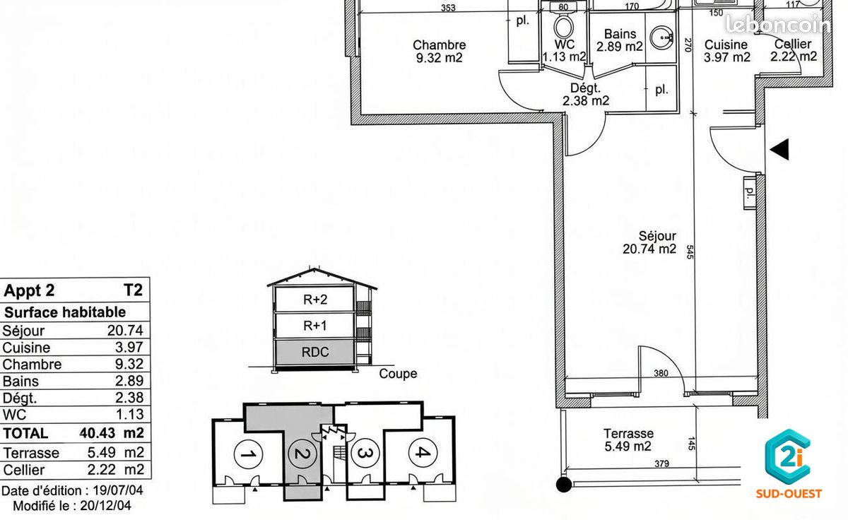 Appartement 2 pièces 40 m² · à Dax · 40 m² · 104 500 €