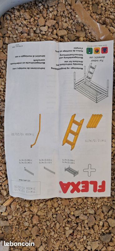 Trois échelles de lit en bois plus accessoires de fixation (image 5)