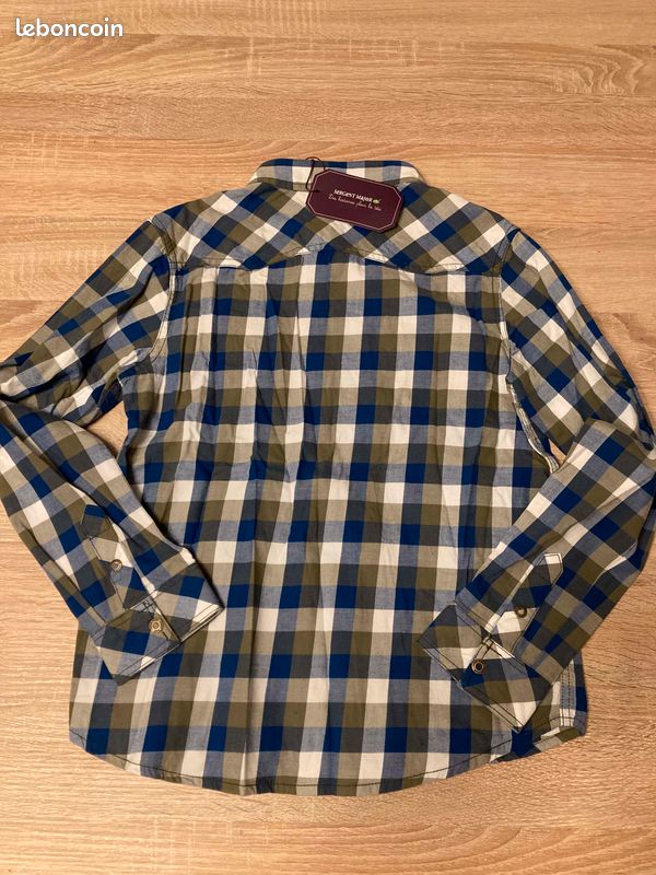 Chemise Fille Sergent Major - Taille 10 Ans - Manches Courtes à Carreaux Roses - Occasion Bon état
