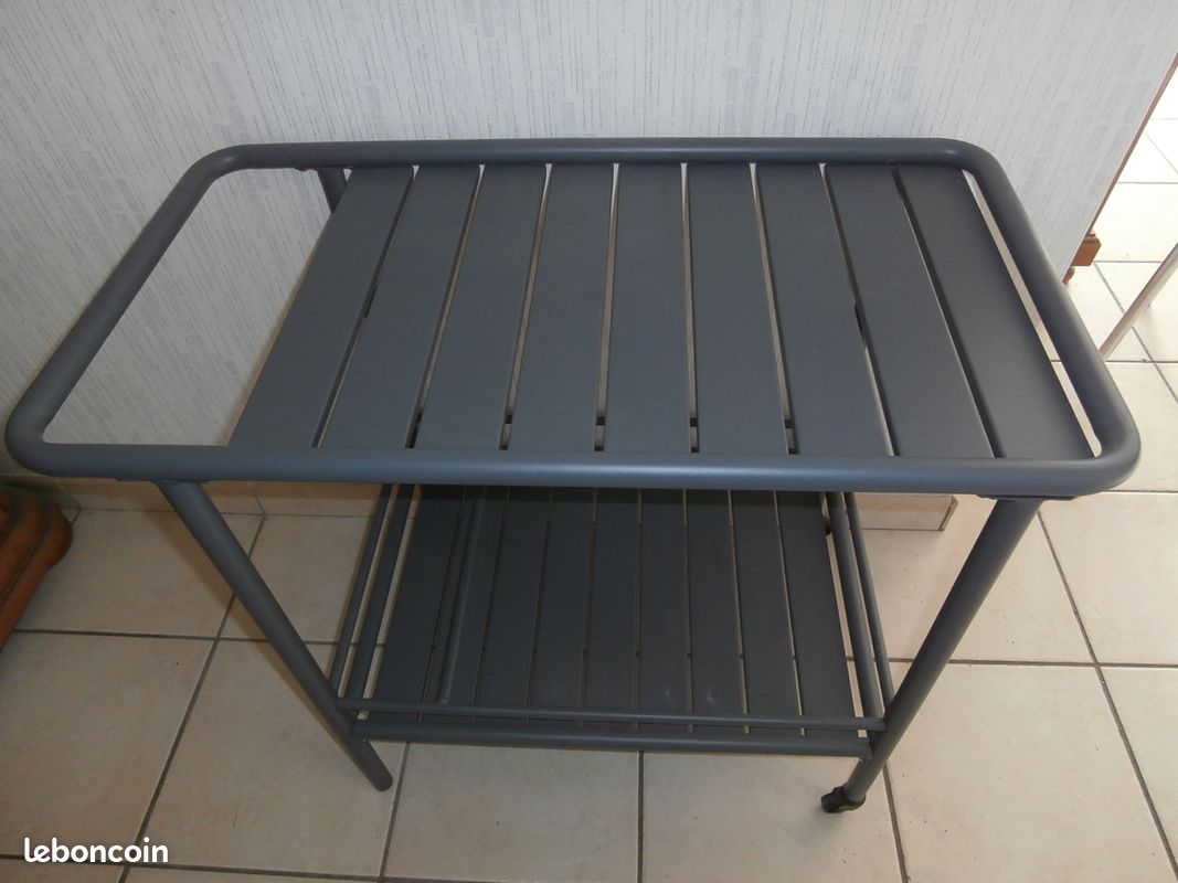 Desserte de jardin en métal gris haut 70 cm larg 45 cm long 80 cm (image 1)