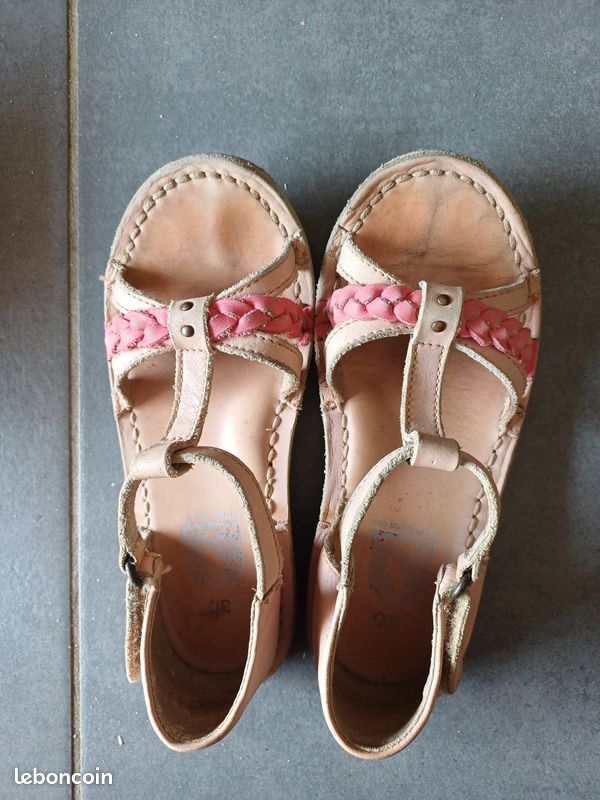 Bottines bébé fille en cuir rose rainbow Kickers, taille 25 - Chaussures