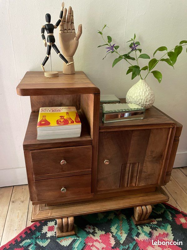 Petit meuble art déco avec tiroirs rangement étagère table de nuit (image 4)