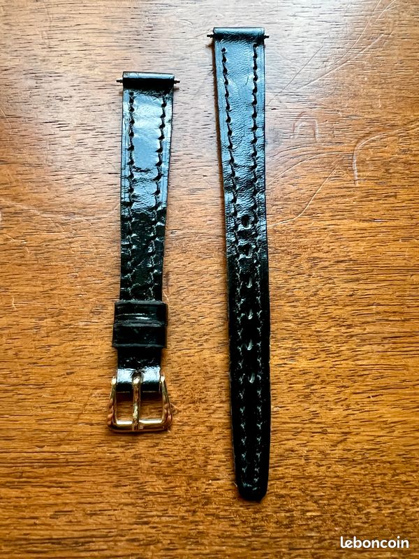 Bracelet De Montre En Cuir Véritable Noir, Largeur 10 Mm - Neuf Sans étiquette