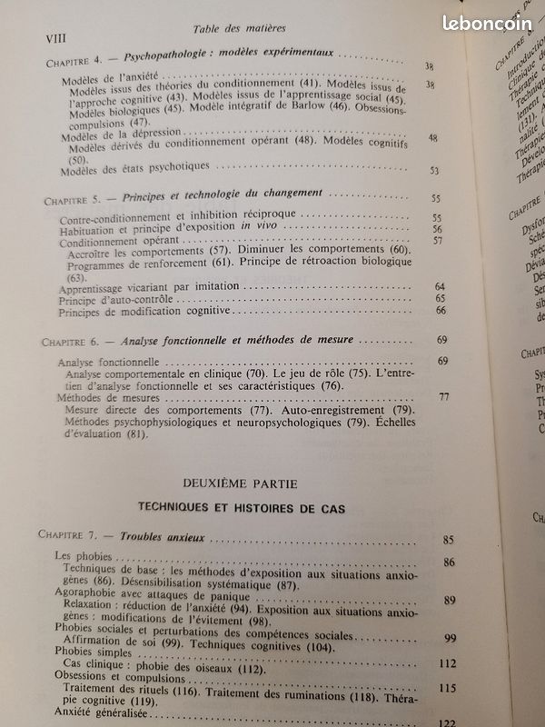 Livre : "Les thérapies comportamentales et cognitives" J.Cotteraux. Ed Masson. 1990 (image 4)