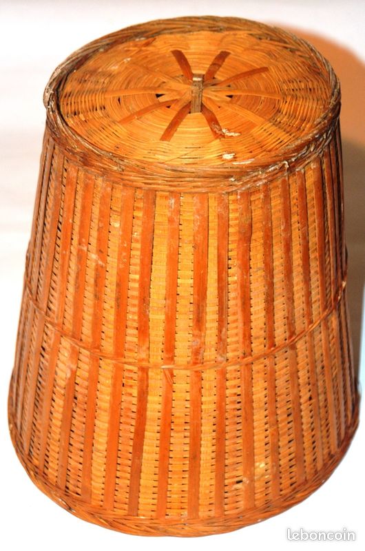 Poubelle en bambou fendus tressés, h27xD27cm : 2e (image 2)