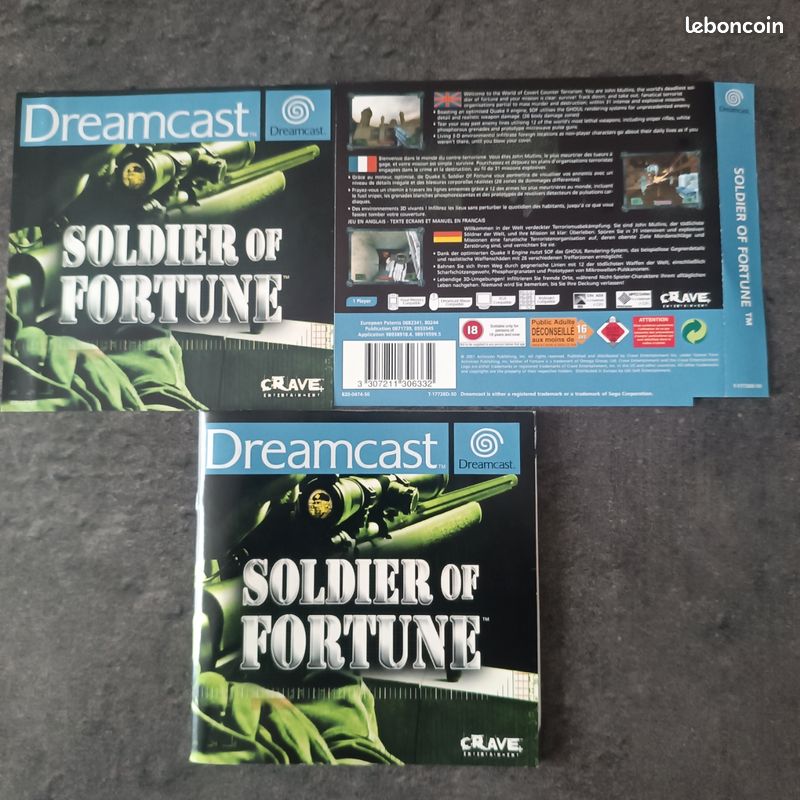 Jeu Dreamcast Soldier Of Fortune - Bon état, Boîtier Générique