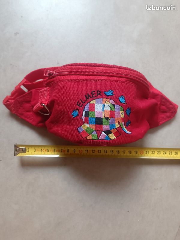 PORTE-MONNAIE ELEPHANT ELMER (JA&T) / ROUGE 10 cm (TRES BON ETAT