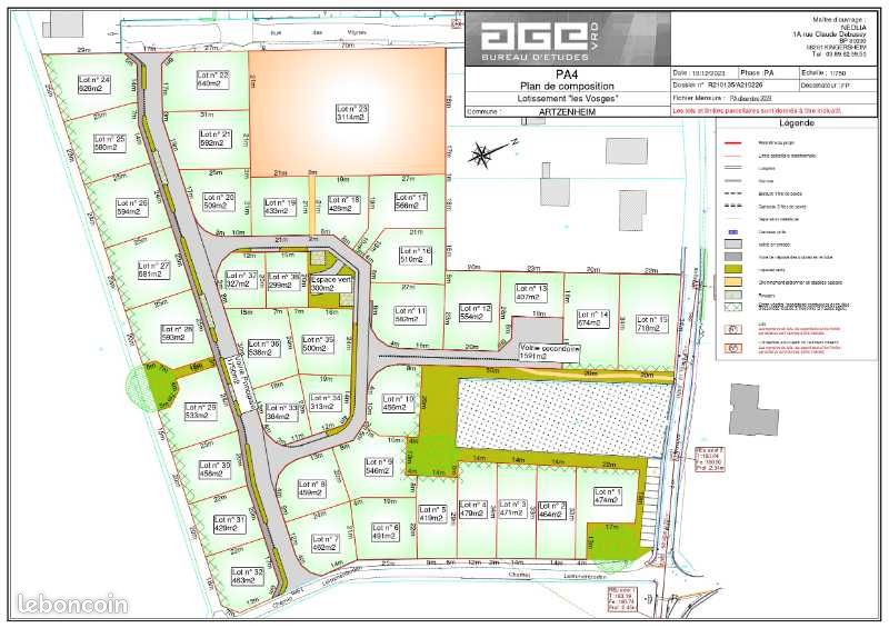 Terrain 299 m² · à Artzenheim · 62 000 €