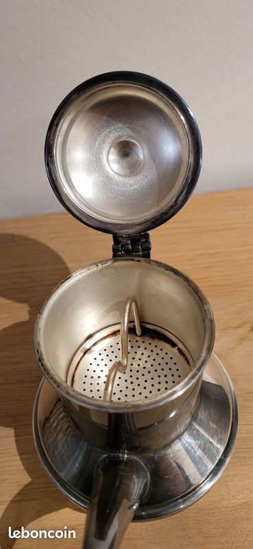 FILTRE À THÉ ancien pour thé ou café en métal argenté Cafetière à piston EUR 29,00 - FR