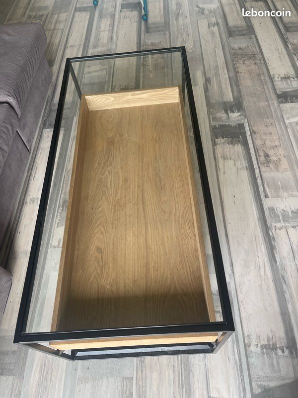 Table basse verre et bois (image 1)