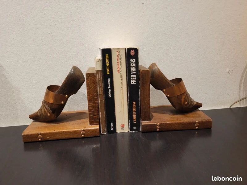 Paire de serre-livres vintage en bois avec coq pour étagères - Pour livres lourds - Décoration moderne - 1 paire