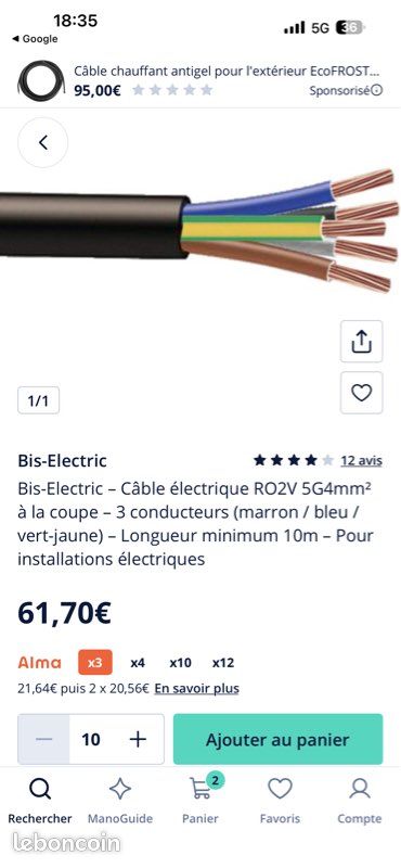 Câble électrique 5g4mm 20m (image 1)