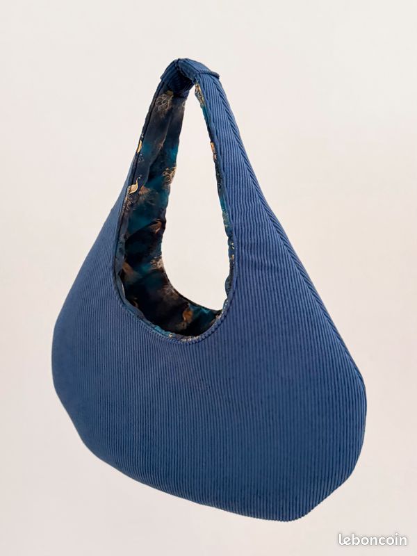 Sac HOBO réversible velours côtelé Bleu (image 5)