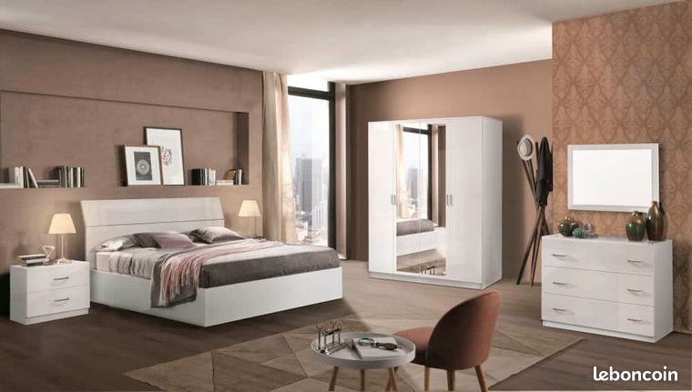 Ensemble De Chambre à Coucher (armoire + Commode + Lit Adulte 160 X 200 ) - Chambre adulte complète