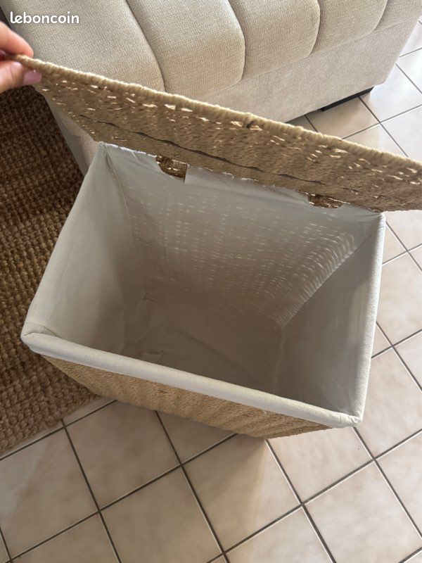 Coffre à linge en corde 55x45x32cm (image 2)