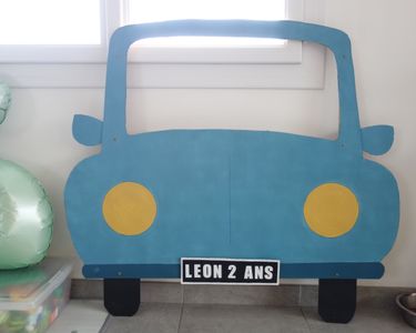 Accessoires Photomaton Thème Voiture Bleue - Enfant Anniversaire (Neuf, Non Personnalisé)