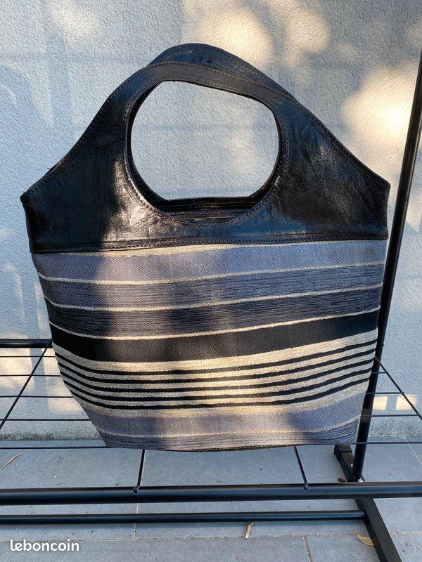 Sac à main tissu et cuir (image 1)
