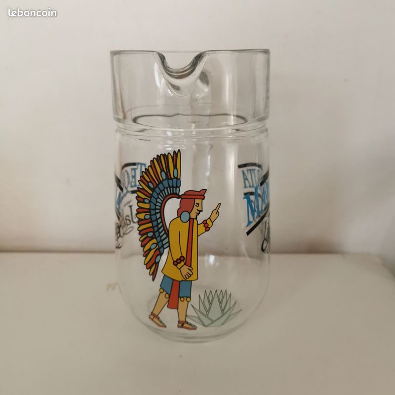 Carafe publicitaire vintage Tequila Huichol de Jalisco de 1 litre (image 2)